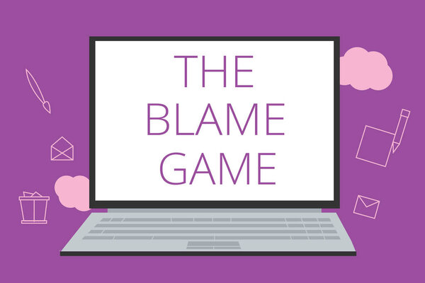 Text sign showing The Blame Game. Conceptual photo A situation when people attempt to blame one another