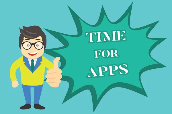Nota de escrita mostrando Time For Apps. Apresentação de fotos de negócios O melhor serviço full-featured que ajuda a se comunicar mais rápido — Fotografia de Stock