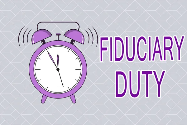 텍스트 사인은 피 두 시 어리 더 티 (Fiduciary Duty) 이 다. 실제 사진은 다른 사람들에게 최선의 이익을 위하여 행동 해야 할 법적 의무 — 스톡 사진