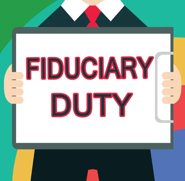 텍스트 사인은 피 두 시 어리 더 티 (Fiduciary Duty) 이 다. 실제 사진은 다른 사람들에게 최선의 이익을 위하여 행동 해야 할 법적 의무 — 스톡 사진