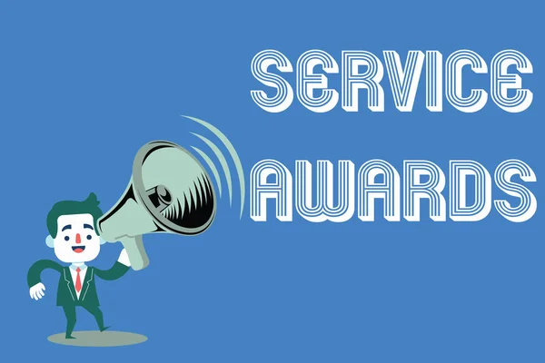 Word writing text Service Awards. Business concept for Recognizing an employee for his or her longevity or tenure
