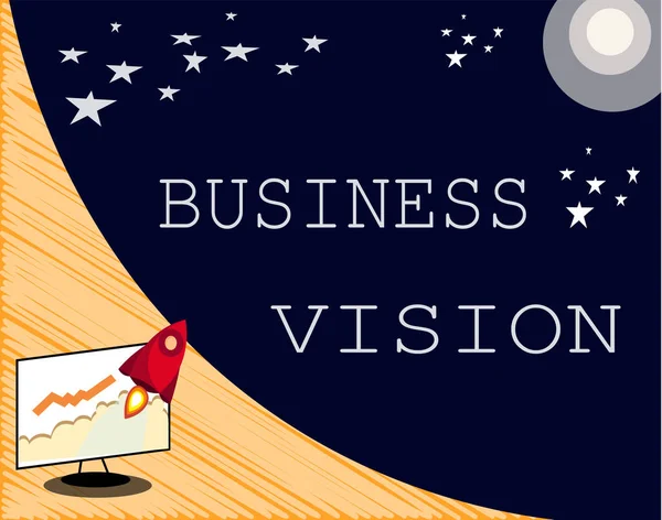 Signo de texto que muestra Business Visión. Foto conceptual hacer crecer su negocio en el futuro basado en sus objetivos —  Fotos de Stock