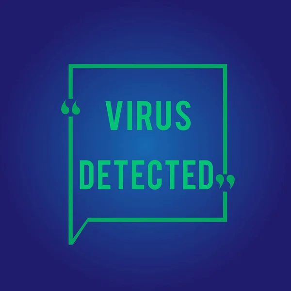 Woord schrijven tekst Virus gedetecteerd. Bedrijfsconcept voor Een computerprogramma gebruikt om malware te voorkomen en te verwijderen — Stockfoto