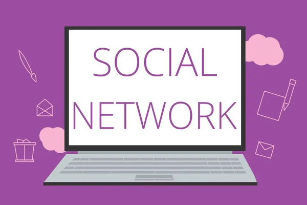 Szöveg jel mutatja a szociális hálózat. Fogalmi fénykép kölcsönhatások cserépdarab információ interperszonális kapcsolatok — Stock Fotó