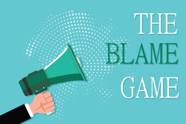 Conceptual hand writing showing The Blame Game. Business photo showcasing A situation when people attempt to blame one another clipart