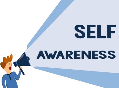 Öz farkındalık gösterilen metin işareti. Kavramsal fotoğraf bilinç bir kişinin doğru bir durum veya olaylar