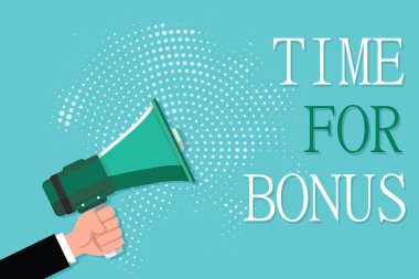 Kavramsal el kez Bonus için gösterilen yazma. Bir miktar para vitrine iş fotoğraf bir kişi için ücret bir ödül olarak eklendi