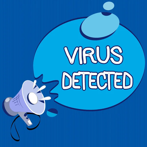 Tekstbord met Virus gedetecteerd. Conceptuele foto Een computerprogramma gebruikt om malware te voorkomen en te verwijderen — Stockfoto