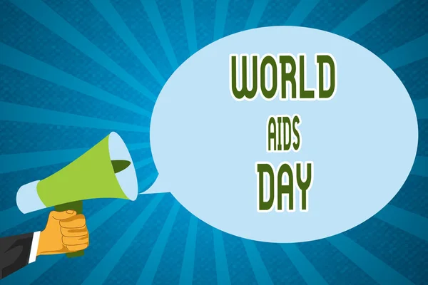 Word tekst intoetsen Wereld Aidsdag. Businessconcept voor 1 December gewijd aan een verdere bewustwording van de Aids- — Stockfoto