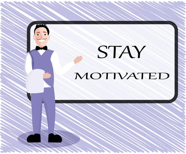 Σημάδι κειμένου που δείχνει το Stay Motivated. Εννοιολογική φωτογραφία Επιβραβεύστε τον εαυτό σας κάθε φορά που επιτυγχάνετε ένα στόχο με γνώση — Φωτογραφία Αρχείου