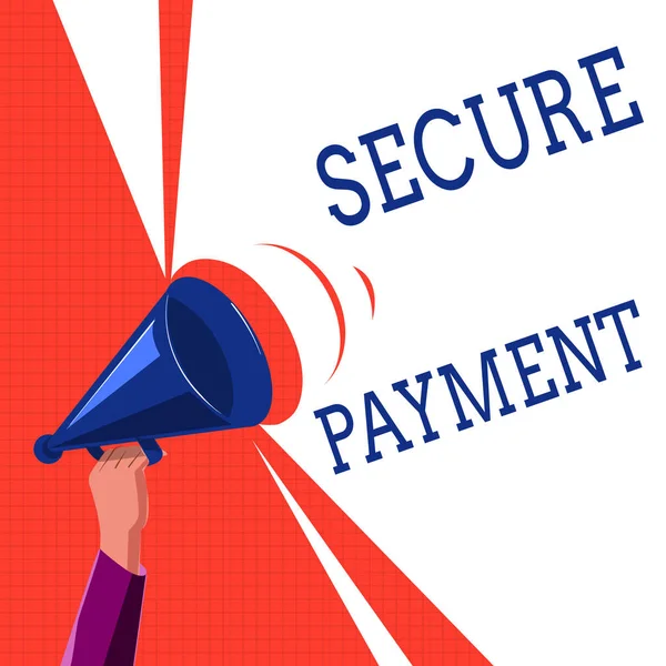Writing note showing Secure Payment. Business photo showcasing Security of Payment refers to ensure of paid even in dispute — Stock Photo, Image