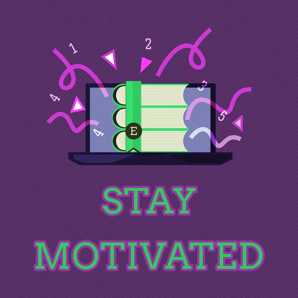 Escrita de mão conceitual mostrando Stay Motivated. Texto para fotos de negócios Recompense-se sempre que atingir um objetivo com conhecimento — Fotografia de Stock