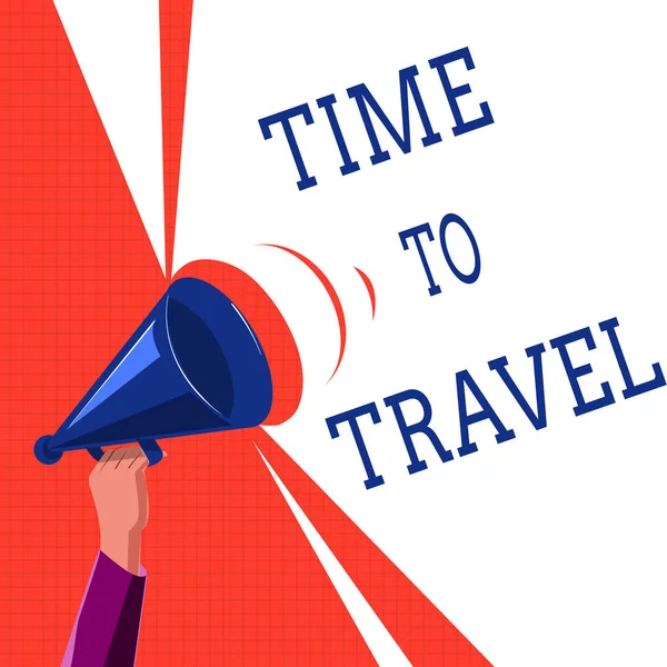 Scrivere una nota che mostra Time To Travel. Business photo showcase Trasferirsi o spostarsi da un luogo all'altro in vacanza — Foto Stock