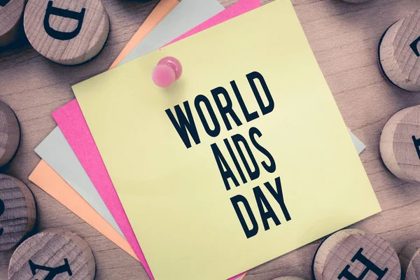 Tekst teken weergegeven: Wereld Aidsdag. Conceptuele foto 1 December gewijd aan een verdere bewustwording van de Aids- — Stockfoto