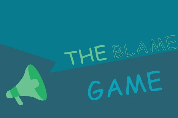 Writing Obs visar The Blame Game. Företag foto skylta en situation när människor försöker skylla varandra — Stockfoto