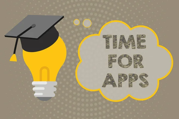 Manuscrito de texto escrevendo Time For Apps. Conceito significado O melhor serviço full-featured que ajuda a se comunicar mais rápido — Fotografia de Stock