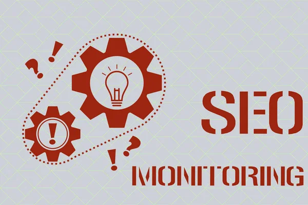 Text sign showing Seo Monitoring. Conceptual photo Tracking the progress of strategy made in the platform