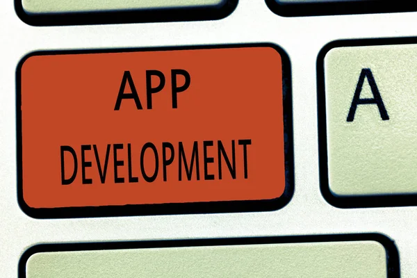 Texto Para Escrita Palavras App Development Conceito Negócio Para Serviços — Fotografia de Stock