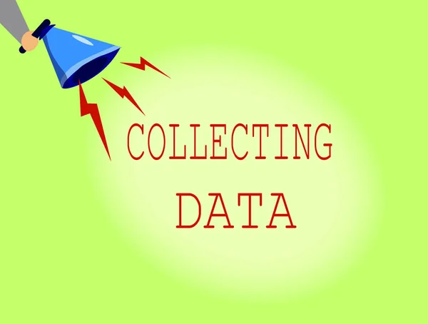 Conceptual hand writing showing Collecting Data. Business photo showcasing Gathering and measuring information on variables of interest — Stock Photo, Image