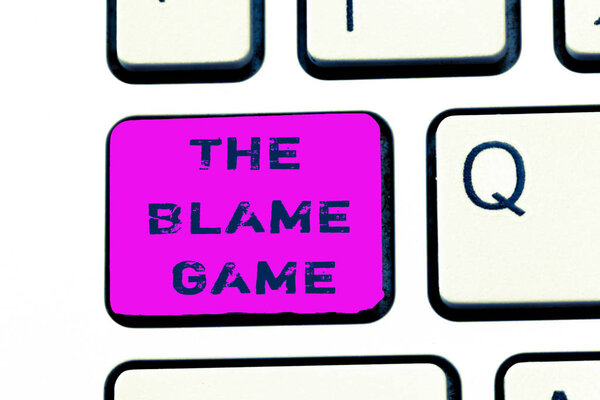 Text sign showing The Blame Game. Conceptual photo A situation when people attempt to blame one another