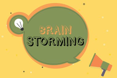 Beyin Fırtınası 'nı gösteren kavramsal el yazısı. İş fotoğrafı metni yaratıcı düşünme uyarısı yeni fikirler geliştirme tartışması