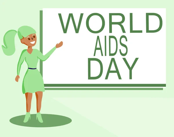 Sinal de texto mostrando Dia Mundial da Aids. Foto conceitual 1 de dezembro dedicada à sensibilização para a AIDS — Fotografia de Stock