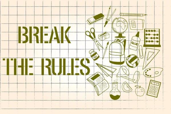 Word writing text Break The Rules. Business concept for To do something against formal rules and restrictions — Stock Photo, Image