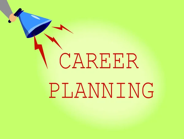 Conceptual hand writing showing Career Planning. Business photo showcasing A list of goals and the actions you can take to achieve them — Stock Photo, Image