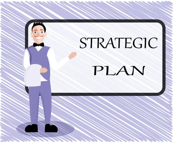 Signo de texto que muestra Plan Estratégico. Foto conceptual Un proceso de definición de estrategia y toma de decisiones — Foto de Stock