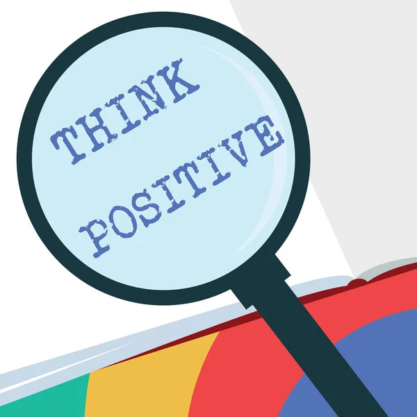 Sinal de texto mostrando Think Positive. Foto conceitual A tendência a ser positiva ou otimista em atitude — Fotografia de Stock