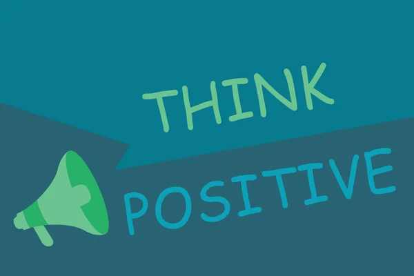 Píšu zprávu, která ukazuje "mysli pozitivně". Obchodní foto předvádění tendence být pozitivní nebo optimistický v postoji — Stock fotografie