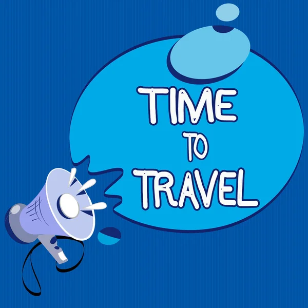 Segno di testo che mostra Time To Travel. Foto concettuale Trasferirsi o spostarsi da un luogo all'altro in vacanza — Foto Stock