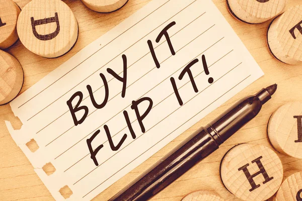 Word writing text Buy It Flip It. Business concept for Buy something fix them up then sell them for more profit