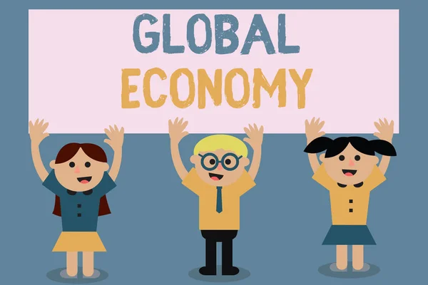 Küresel Ekonomi 'yi gösteren bir mesaj. Sanayi ve dünya çapındaki ticaret kavramsal fotoğraf sistemi Kapitalizm — Stok fotoğraf