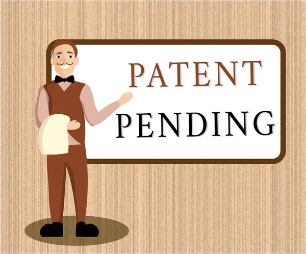Pisanie tekstu Patent Oczekiwanie. Koncepcja biznesowa wniosku już złożonego, ale jeszcze nieprzyznanego, o ochronę — Zdjęcie stockowe