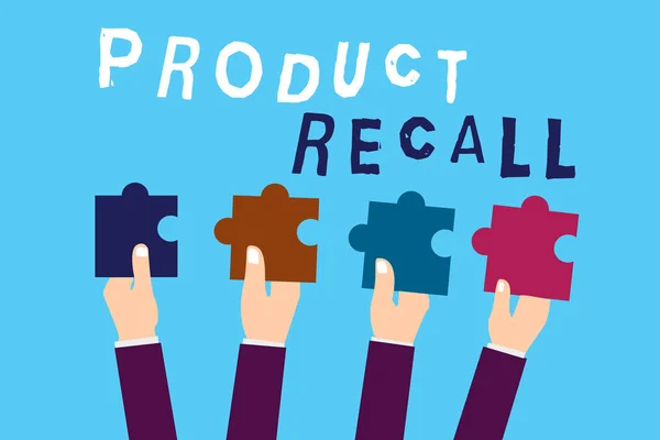 Tekstbord met Product Recall. Conceptuele foto Verzoek van een bedrijf om het product terug te sturen als gevolg van een probleem — Stockfoto