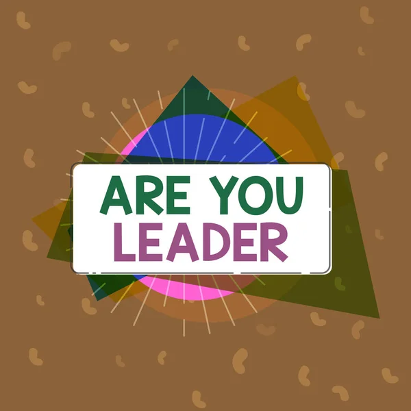 Escritura a mano conceptual mostrando Are You Leader. Texto de la foto de negocios Establecer dirección Crear visiones inspiradoras Motivar a otros — Foto de Stock