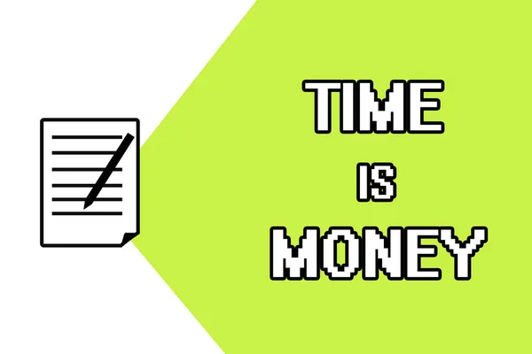 Rukopis textu psaní čas je peníze. Koncept znamená lepší dělat věci co nejrychleji neotálejte — Stock fotografie