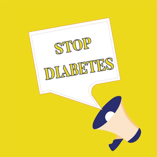 Sinal de texto mostrando Stop Diabetes. Foto conceitual Nível de açúcar no sangue é maior do que o normal Injete insulina — Fotografia de Stock