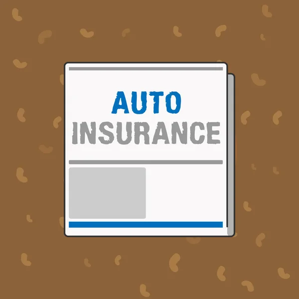 Conceptual hand writing showing Auto Insurance. Business photo text Protection against financial loss in case of accident — Stock Photo, Image