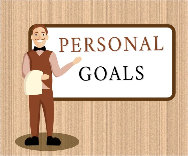 Word writing text Personal Goals. Business concept for Target set by a person to influence his efforts Motivation