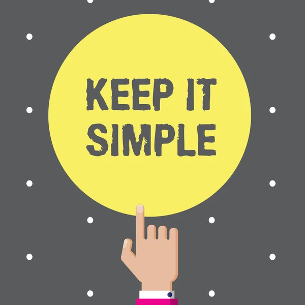 Escritura a mano conceptual que muestra Keep It Simple. Texto de la foto del negocio Fácil de lanzar alrededor Entendible Terminología genérica — Foto de Stock