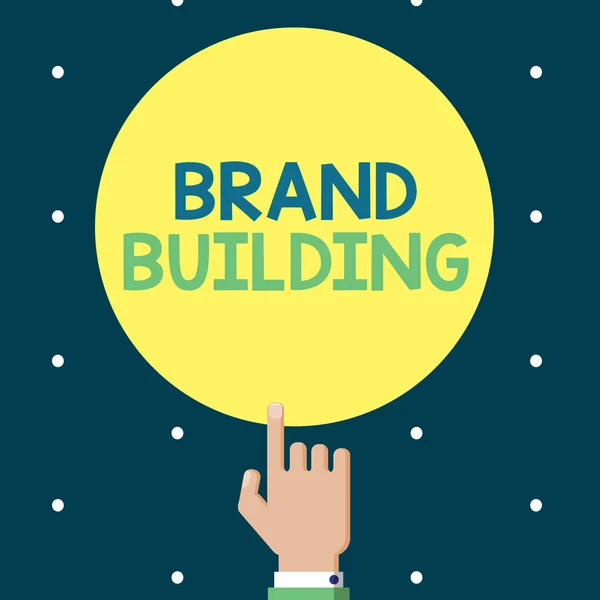 Schrijfbriefje met Brand Building. Bedrijfsfoto 's presenteren Bewustmaking creëren Bedrijf oprichten en promoten — Stockfoto