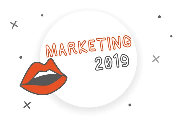 Nota de Escritura que muestra Marketing 2019. Foto comercial que muestra tendencias comerciales para el evento promocional de Año Nuevo 2019 — Foto de Stock