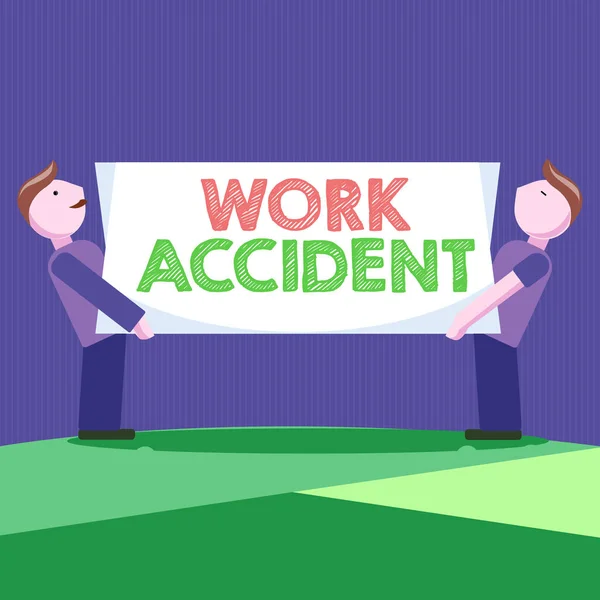 Escritura manual conceptual que muestra accidente de trabajo. Foto de negocios mostrando Error Lesión ocurrió en el lugar de trabajo — Foto de Stock
