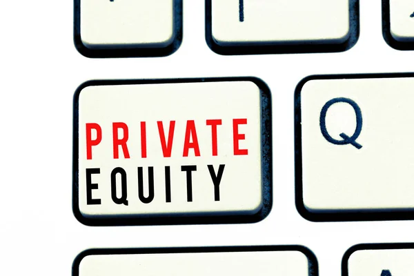 Writing note showing Private Equity. Business photo showcasing Capital that is not listed on a public exchange Investments