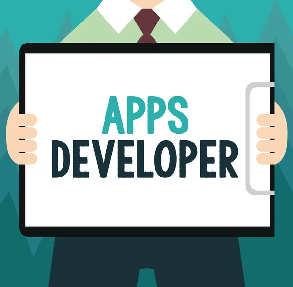 Conceptueel handschrift met Apps Developer. Zakelijke foto presentatie Grafisch kunstenaar Software Programmeur en Analyst Experts — Stockfoto