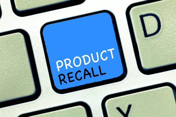 Schrijfbriefje Met Product Recall Zakelijke Foto Presentatie Verzoek Van Een — Stockfoto