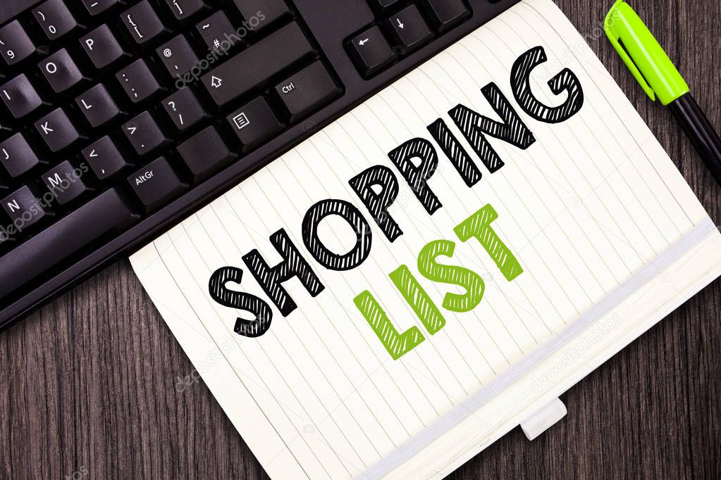 Text sign showing Shopping List. Conceptual photo Discipline approach to shopping Basic Items to Buy