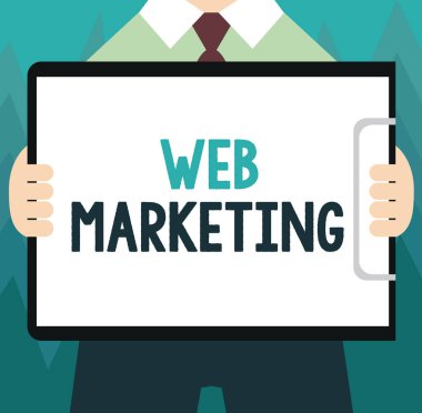 Web pazarlamasını gösteren kavramsal el yazısı. İnternet üzerinden Elektronik Ticaretin Reklamını gösteren iş fotoğrafı İnternet Satıcısı